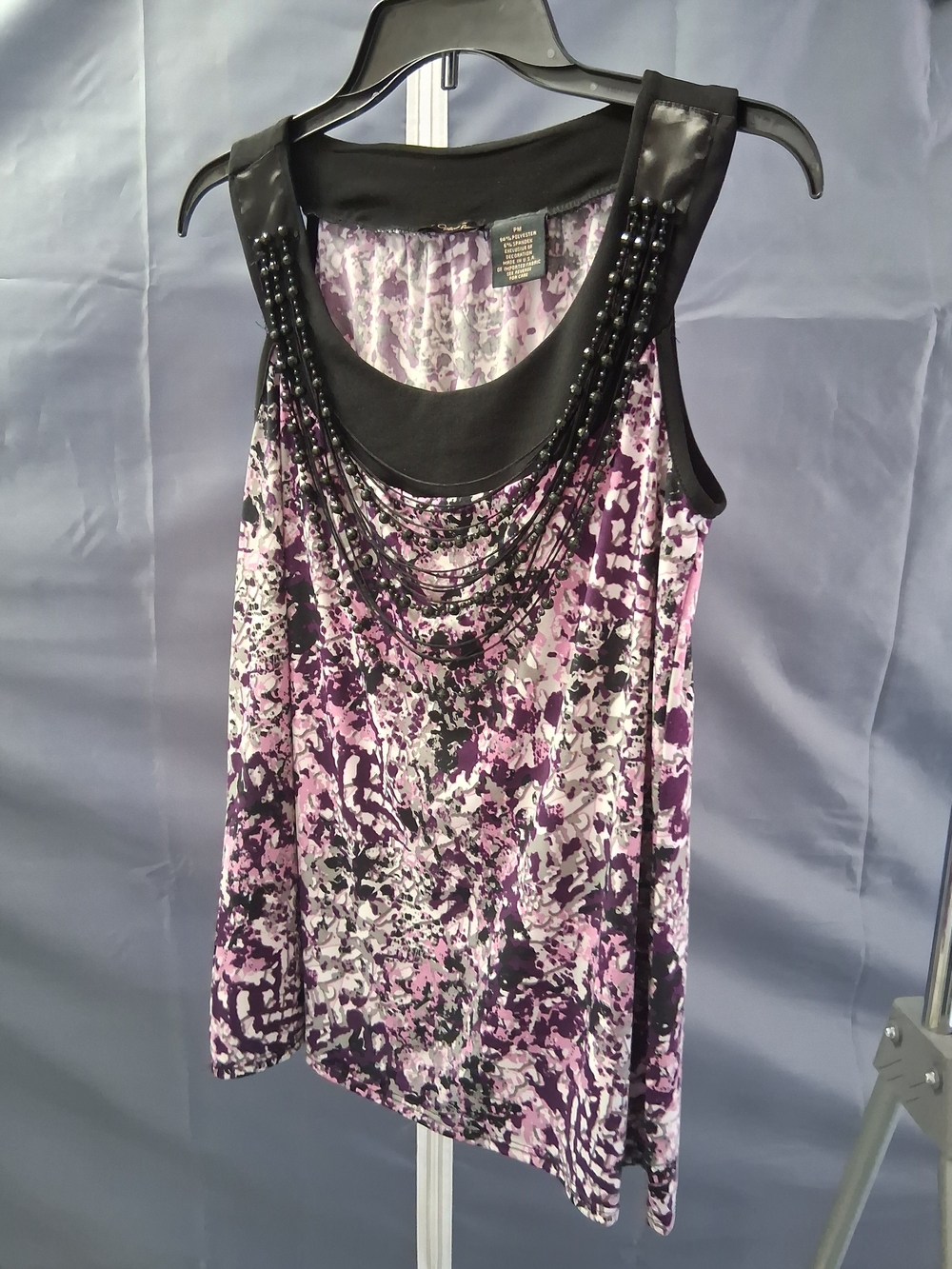 Nue Options Purple and Black Beaded Necklace Tank